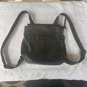 Vintage American Leather Black Leather Backpack Purse